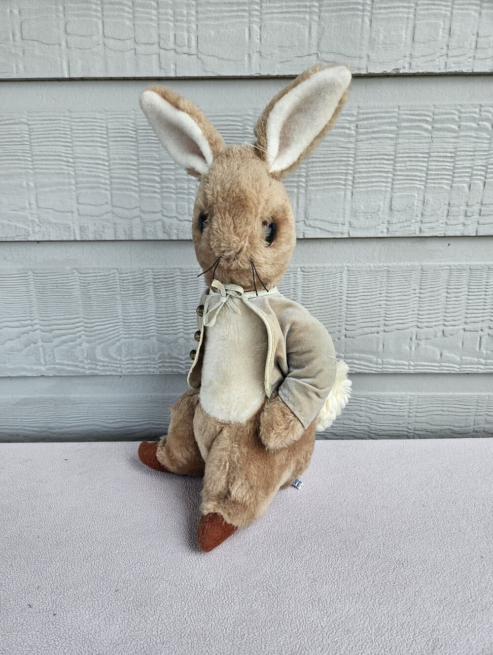 VTG Eden 1970's Beatrix Potter Peter Rabbit Bunny Plush 16" Brown Grey Jacket